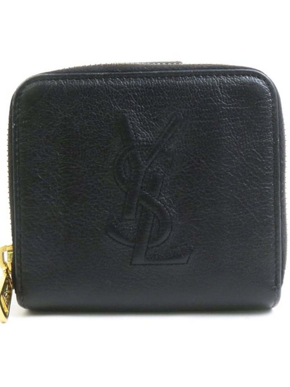 YVES SAINT LAURENT Bifold Wallet Black Leather/Goldtone